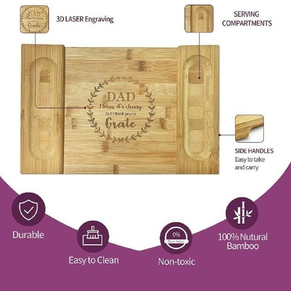 Dad Bamboo Cheese Board - Picture 3 of 7
